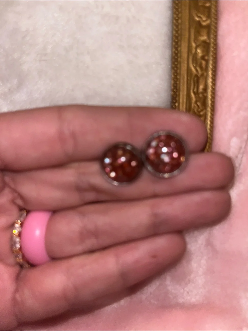 Sparkling Rose Gold Druzy Stud Earrings - Women Jewelry silver